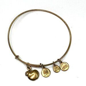Alex and Ani Apple Charm Bracelet Gold Finish - Expands 2"- 3.5"